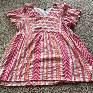Old Navy Pink and Orange Patterned Dress